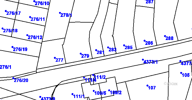 Parcela st. 281 v KÚ Veselí nad Lužnicí, Katastrální mapa