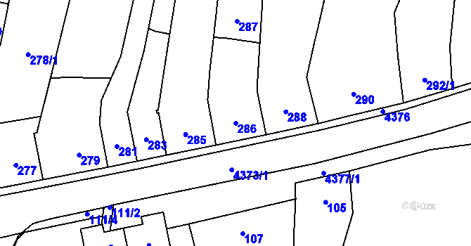 Parcela st. 286 v KÚ Veselí nad Lužnicí, Katastrální mapa