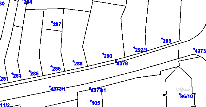 Parcela st. 290 v KÚ Veselí nad Lužnicí, Katastrální mapa
