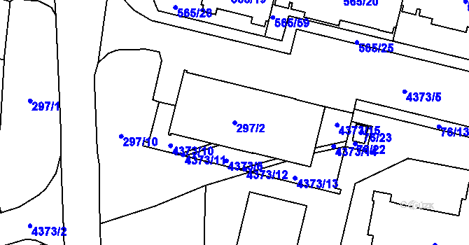 Parcela st. 297/2 v KÚ Veselí nad Lužnicí, Katastrální mapa