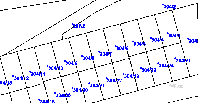 Parcela st. 304/7 v KÚ Veselí nad Lužnicí, Katastrální mapa