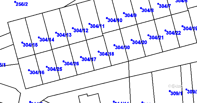 Parcela st. 304/18 v KÚ Veselí nad Lužnicí, Katastrální mapa