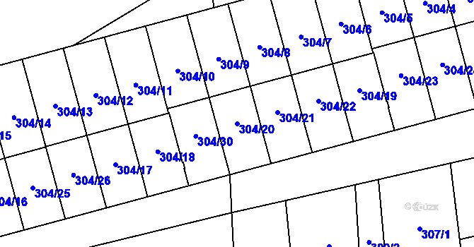 Parcela st. 304/20 v KÚ Veselí nad Lužnicí, Katastrální mapa