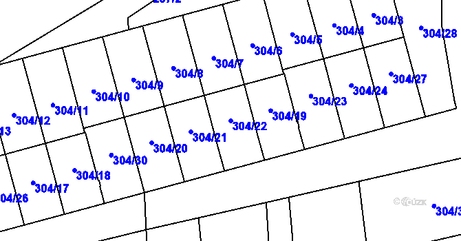Parcela st. 304/22 v KÚ Veselí nad Lužnicí, Katastrální mapa