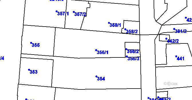 Parcela st. 356/1 v KÚ Veselí nad Lužnicí, Katastrální mapa
