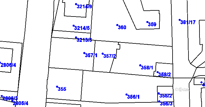 Parcela st. 357/2 v KÚ Veselí nad Lužnicí, Katastrální mapa