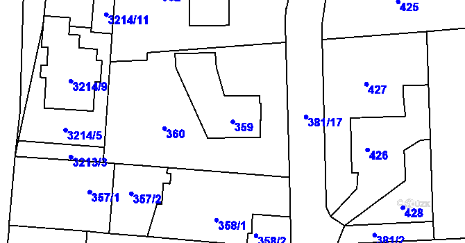 Parcela st. 359 v KÚ Veselí nad Lužnicí, Katastrální mapa