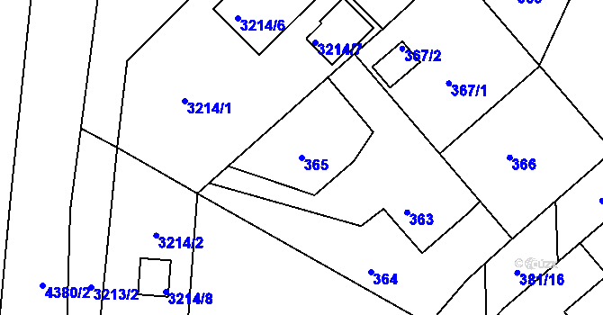 Parcela st. 365 v KÚ Veselí nad Lužnicí, Katastrální mapa