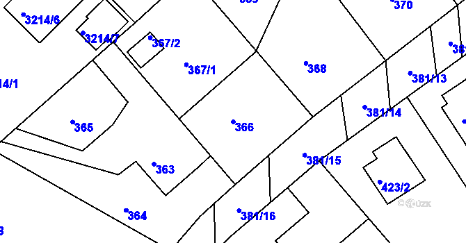 Parcela st. 366 v KÚ Veselí nad Lužnicí, Katastrální mapa