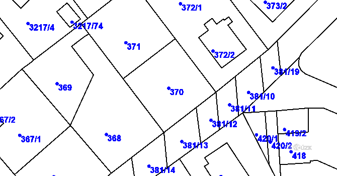Parcela st. 370 v KÚ Veselí nad Lužnicí, Katastrální mapa
