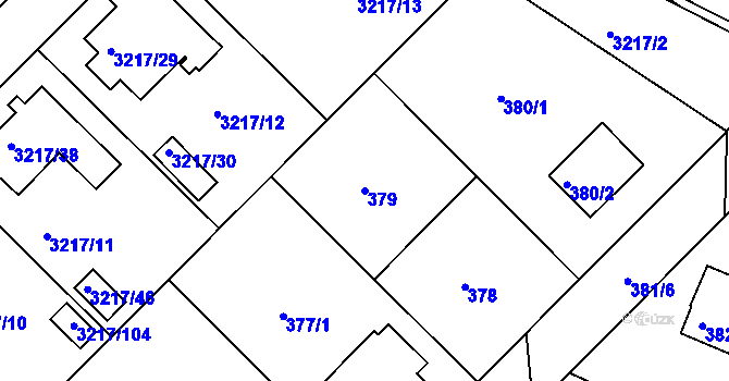 Parcela st. 379 v KÚ Veselí nad Lužnicí, Katastrální mapa