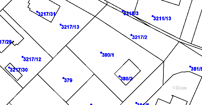 Parcela st. 380/1 v KÚ Veselí nad Lužnicí, Katastrální mapa