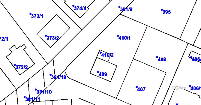 Parcela st. 410/2 v KÚ Veselí nad Lužnicí, Katastrální mapa