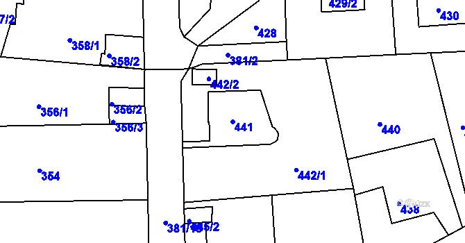 Parcela st. 441 v KÚ Veselí nad Lužnicí, Katastrální mapa