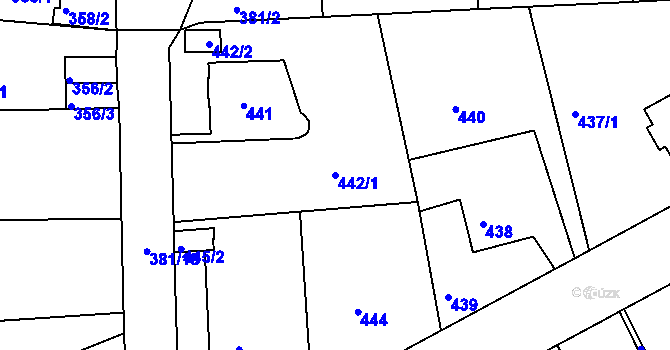 Parcela st. 442/1 v KÚ Veselí nad Lužnicí, Katastrální mapa