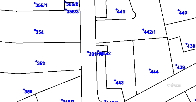 Parcela st. 445/2 v KÚ Veselí nad Lužnicí, Katastrální mapa
