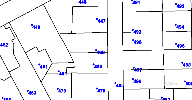 Parcela st. 482 v KÚ Veselí nad Lužnicí, Katastrální mapa