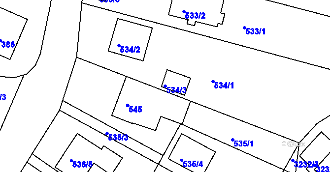 Parcela st. 534/3 v KÚ Veselí nad Lužnicí, Katastrální mapa
