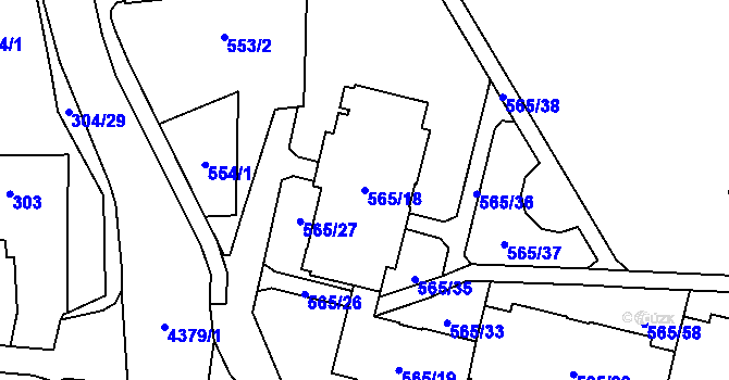 Parcela st. 565/18 v KÚ Veselí nad Lužnicí, Katastrální mapa