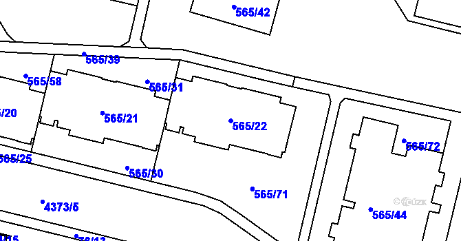 Parcela st. 565/22 v KÚ Veselí nad Lužnicí, Katastrální mapa