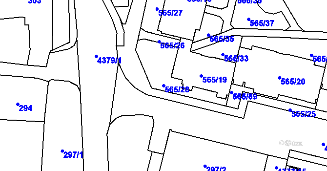 Parcela st. 565/28 v KÚ Veselí nad Lužnicí, Katastrální mapa