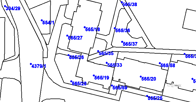 Parcela st. 565/35 v KÚ Veselí nad Lužnicí, Katastrální mapa