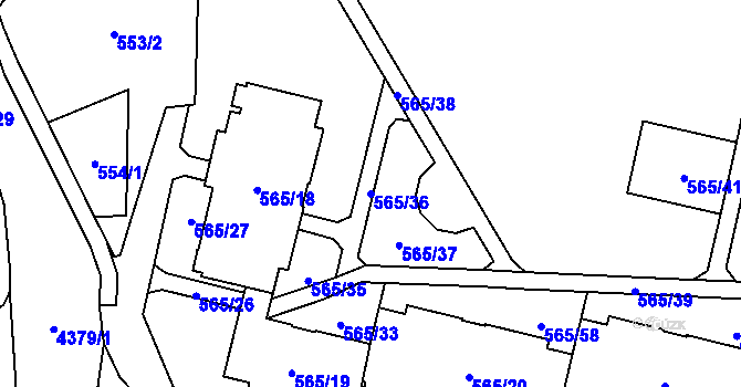 Parcela st. 565/36 v KÚ Veselí nad Lužnicí, Katastrální mapa