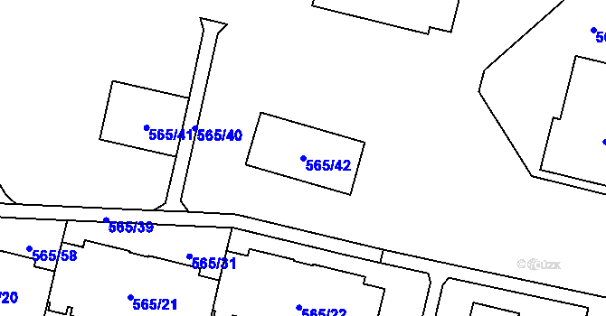 Parcela st. 565/42 v KÚ Veselí nad Lužnicí, Katastrální mapa