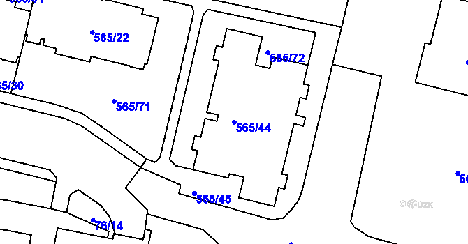 Parcela st. 565/44 v KÚ Veselí nad Lužnicí, Katastrální mapa