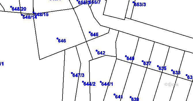 Parcela st. 642 v KÚ Veselí nad Lužnicí, Katastrální mapa