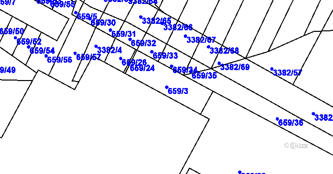 Parcela st. 659/3 v KÚ Veselí nad Lužnicí, Katastrální mapa