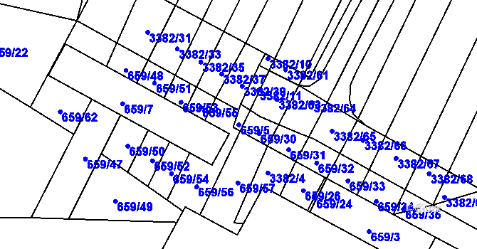 Parcela st. 659/5 v KÚ Veselí nad Lužnicí, Katastrální mapa