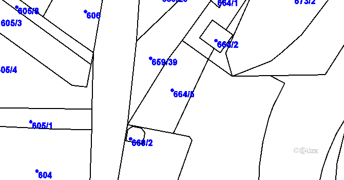 Parcela st. 664/5 v KÚ Veselí nad Lužnicí, Katastrální mapa
