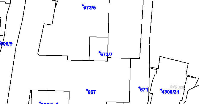 Parcela st. 673/7 v KÚ Veselí nad Lužnicí, Katastrální mapa