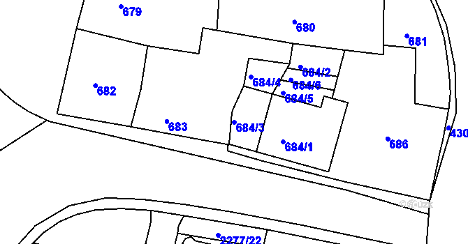Parcela st. 684/3 v KÚ Veselí nad Lužnicí, Katastrální mapa