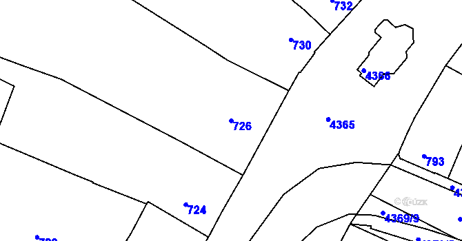 Parcela st. 726 v KÚ Veselí nad Lužnicí, Katastrální mapa