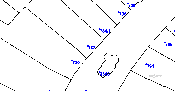 Parcela st. 732 v KÚ Veselí nad Lužnicí, Katastrální mapa