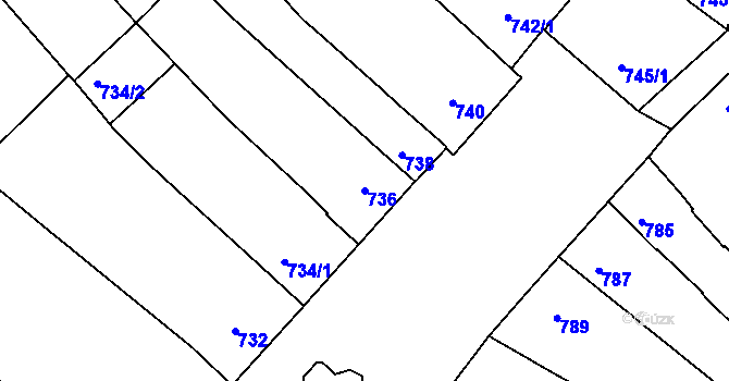 Parcela st. 736 v KÚ Veselí nad Lužnicí, Katastrální mapa