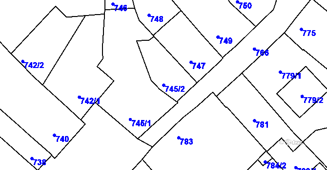Parcela st. 745/2 v KÚ Veselí nad Lužnicí, Katastrální mapa