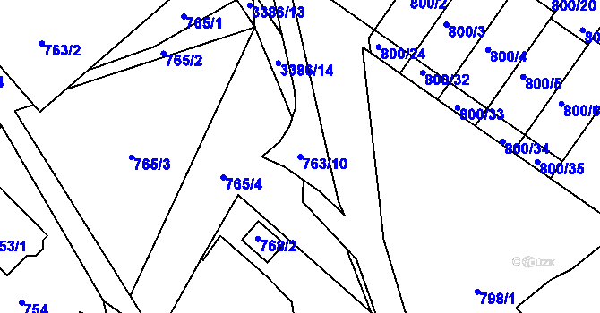 Parcela st. 763/10 v KÚ Veselí nad Lužnicí, Katastrální mapa