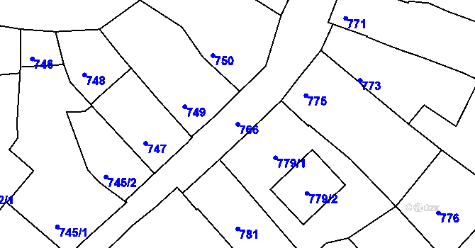 Parcela st. 766 v KÚ Veselí nad Lužnicí, Katastrální mapa