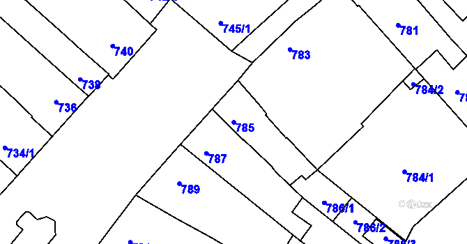 Parcela st. 785 v KÚ Veselí nad Lužnicí, Katastrální mapa