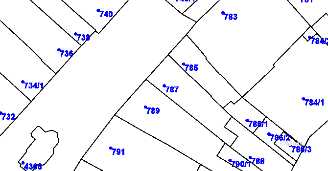 Parcela st. 787 v KÚ Veselí nad Lužnicí, Katastrální mapa
