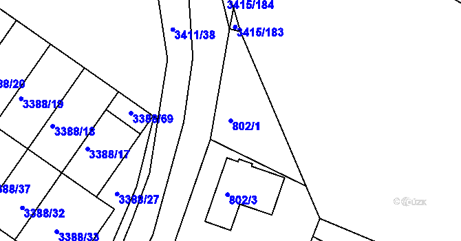 Parcela st. 802/1 v KÚ Veselí nad Lužnicí, Katastrální mapa