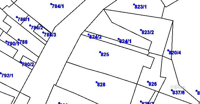 Parcela st. 825 v KÚ Veselí nad Lužnicí, Katastrální mapa