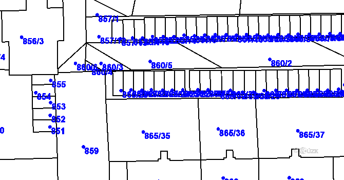 Parcela st. 865/23 v KÚ Veselí nad Lužnicí, Katastrální mapa