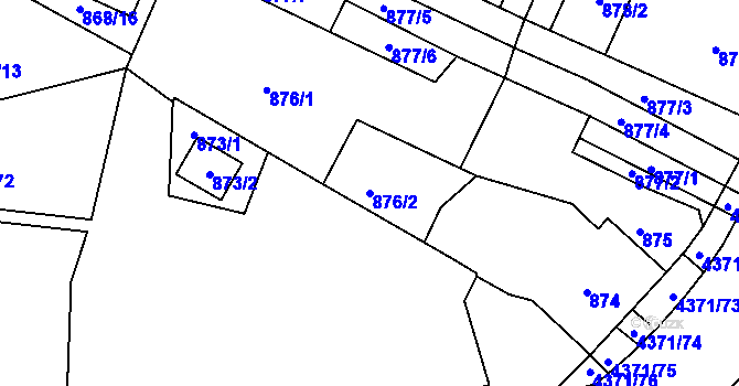 Parcela st. 876/2 v KÚ Veselí nad Lužnicí, Katastrální mapa