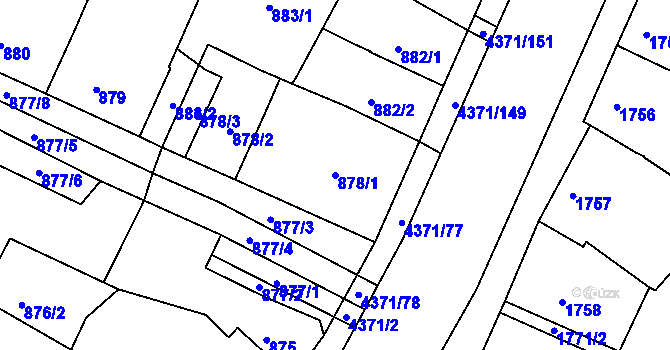Parcela st. 878/1 v KÚ Veselí nad Lužnicí, Katastrální mapa