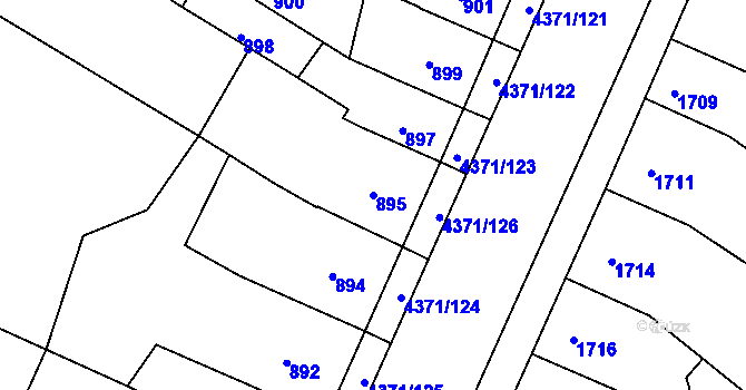 Parcela st. 895 v KÚ Veselí nad Lužnicí, Katastrální mapa