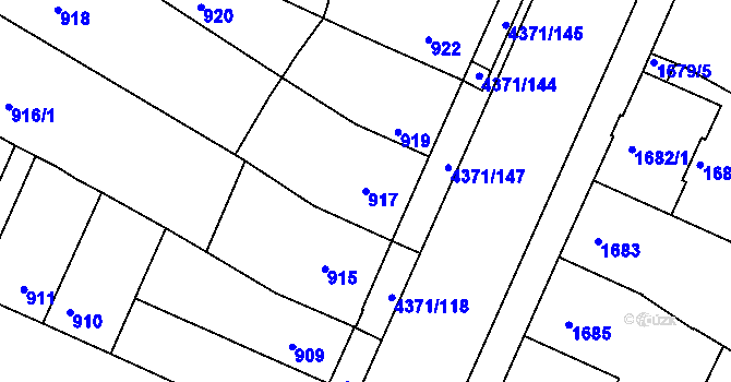 Parcela st. 917 v KÚ Veselí nad Lužnicí, Katastrální mapa